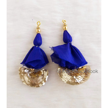 Red / Blue Art Silk Latkan Embellished With Gold Sequins And Beads, Bridal Tassels, Decorative Tassels